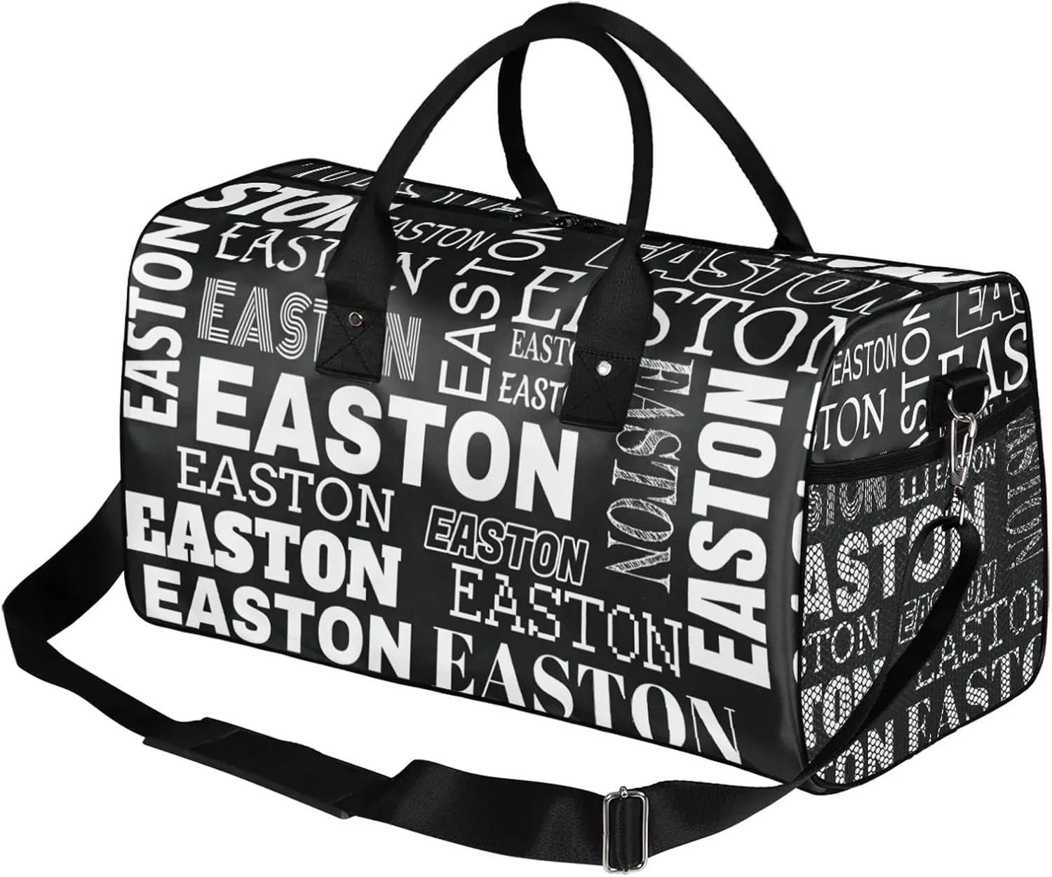 Custom Sport Gym Duffel Bag with Name Personalized Travel Overnight Bag Waterproof Customized Dance Bag Carry-On Tote 17.4in, Black