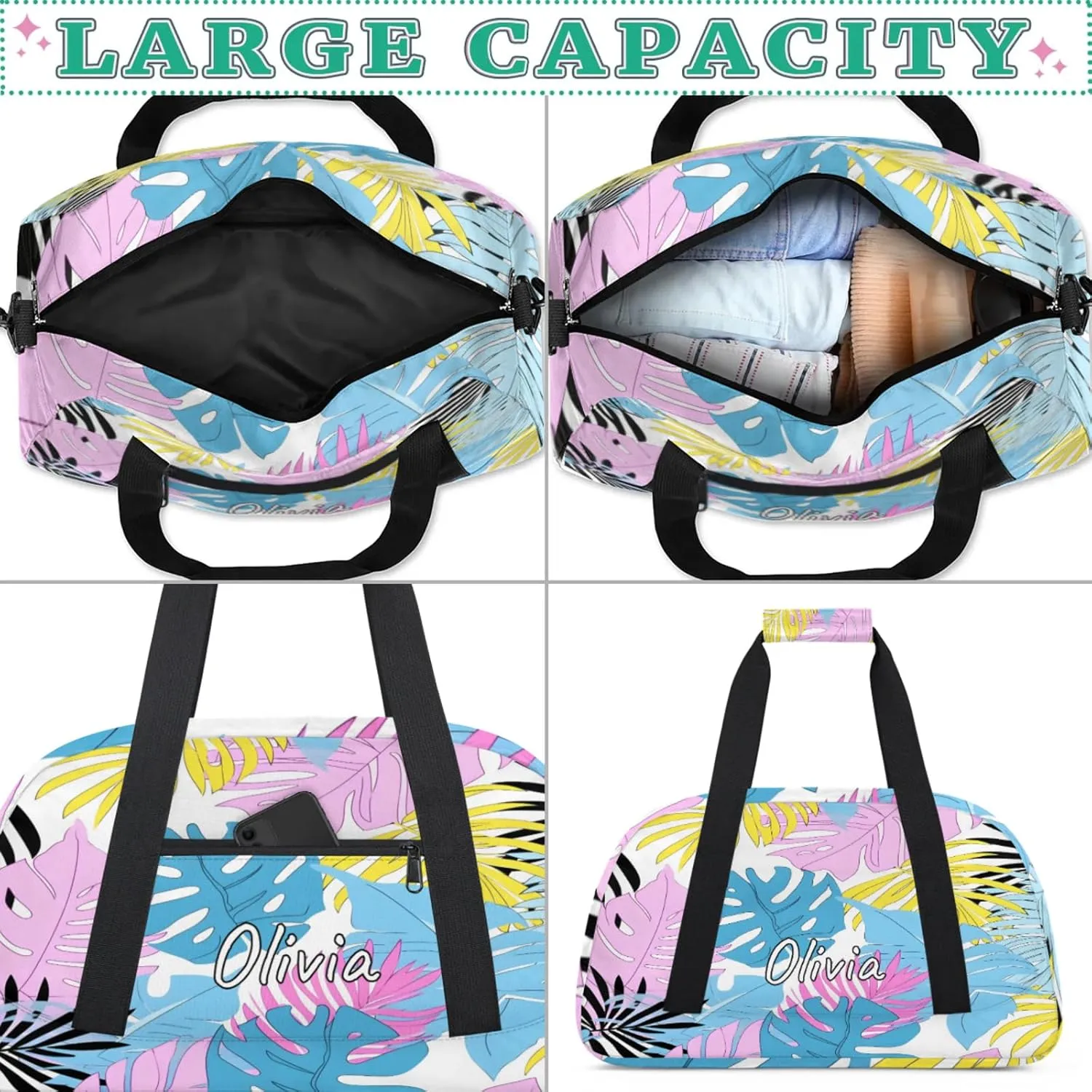 Custom Sports Gym Bag Personalized Name Travel Duffel Bag