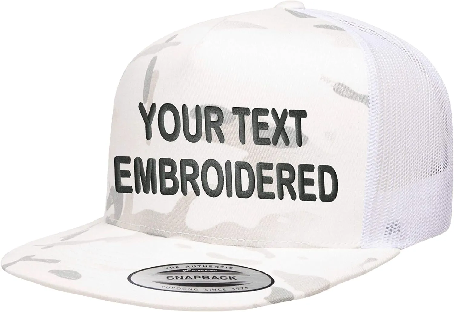 Custom Trucker Flatbill Hat YP 6006 Embroidered Your Text Snapback