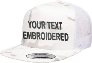 Custom Trucker Flatbill Hat YP 6006 Embroidered Your Text Snapback