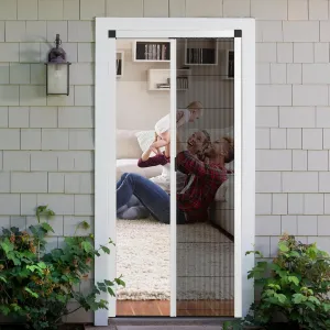 Customize Retractable Screen Door, Sliding Folding Screen with Aluminum Frame and Durable Mesh, Keeps Bugs Out, for Front Security Door Patio(White