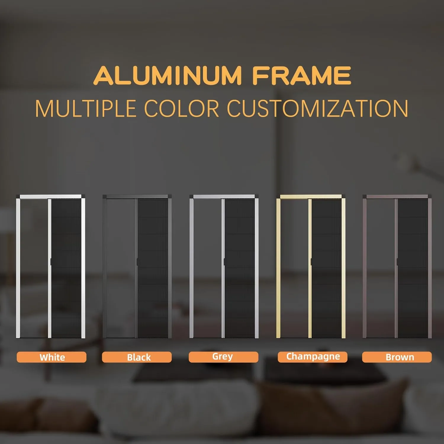 Customize Retractable Screen Door, Sliding Folding Screen with Aluminum Frame and Durable Mesh, Keeps Bugs Out, for Front Security Patio Door(Champagne