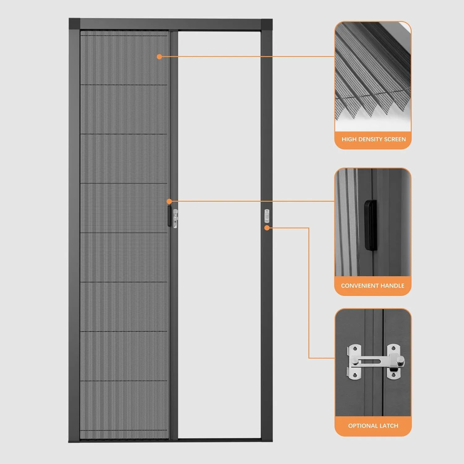 Customize Retractable Screen Door, Sliding Folding Screen with Aluminum Frame and Durable Mesh, Keeps Bugs Out, for Front Security Patio Door(Champagne