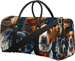 Cute Animal Dog Travel Duffel Bag for Women Men Waterproof Foldable Overnight Weekender Bag Large Capacity Sports Gym Bag