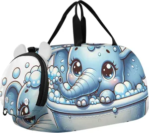 Cute Elephant Girls Duffle Bags for Travel Toddler Weekender Bags Carry on Duffel Bag Boy Kids Duffle Bag