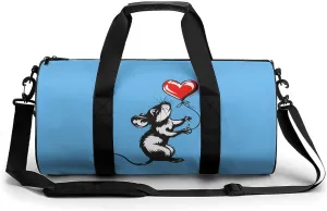 Cute Rat Love Gym Bag Workout Sports Bag Lightweight Tote Duffel Bag Travel Weekender Bag for Women Men