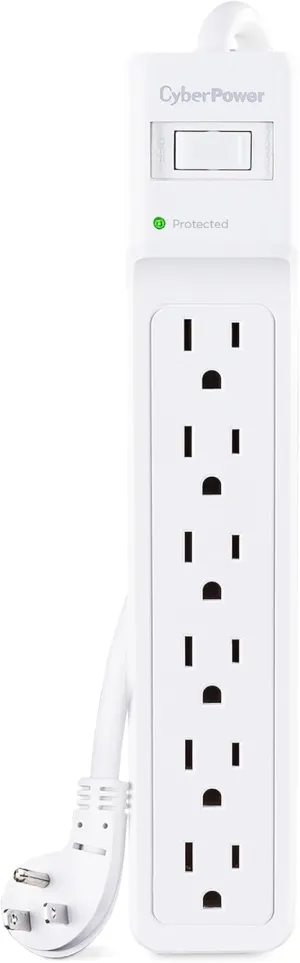 CyberPower B615 Essential Surge Protector, 1500J/125V, 6 Outlets, 15 ft Power Cord, White, UL Listed