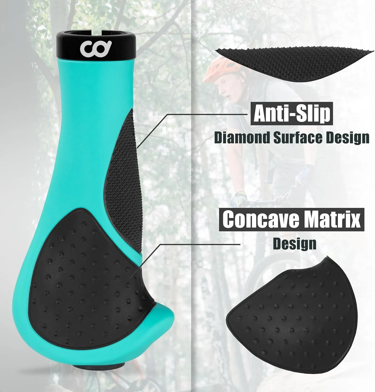 CyclingDeal Mountain Bike Grips Bicycle Handlebar Grips - Ergonomic Bike Grips Anti-Slip Design for MTB Grips - Soft Gel Bike Handlebar Grips - Quality Bike Handle Grips