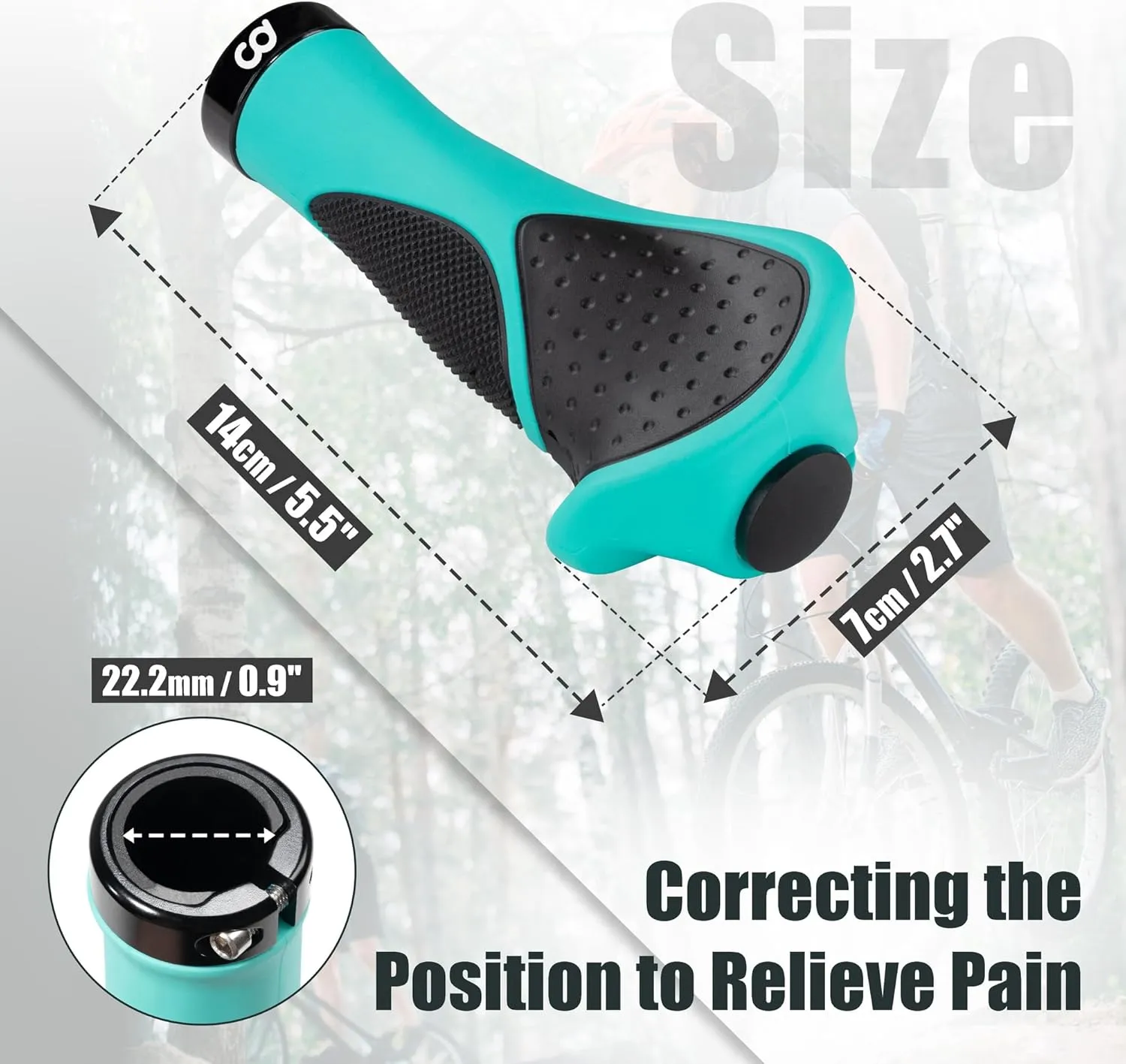 CyclingDeal Mountain Bike Grips Bicycle Handlebar Grips - Ergonomic Bike Grips Anti-Slip Design for MTB Grips - Soft Gel Bike Handlebar Grips - Quality Bike Handle Grips