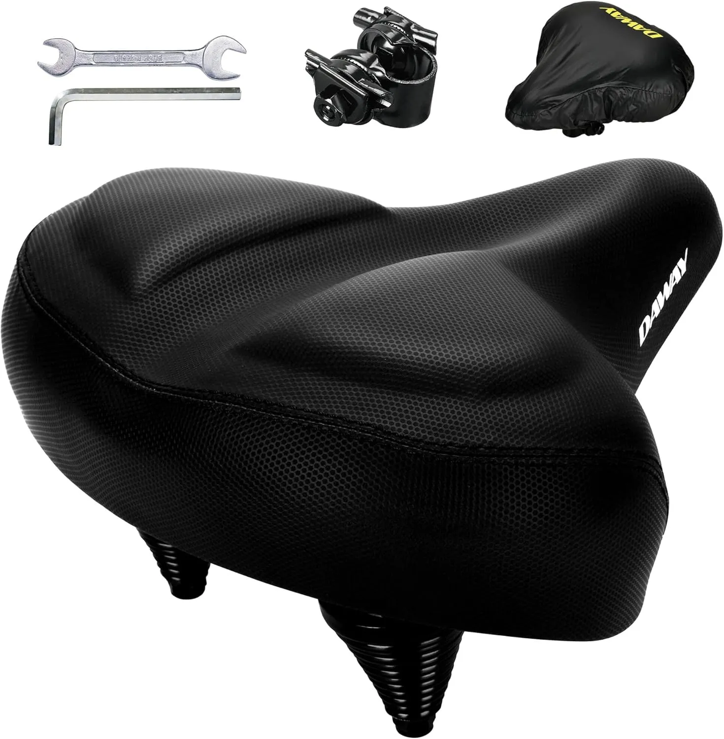 DAWAY C40 Ultra Comfortable Oversized Bike Seat - Memory Foam Padded, Extra Wide Bicycle Saddle, Ergonomic Replacement Cushion for Men Women - Fits for Peloton, Cruiser, Mountain, Road, Exercise Bikes