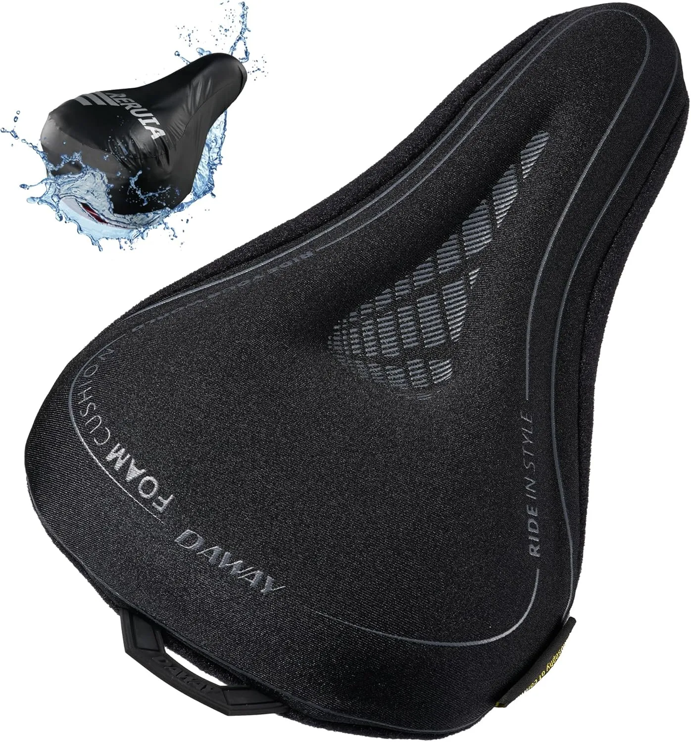 DAWAY Comfortable Bike Seat Cover - C3 Soft Gel & Memory Foam Padded Bike Seat Cushion for Women Men Seniors, Comfort, Fits for Peloton, Stationary, Exercise, Mountain and Cruiser Bicycle Saddles