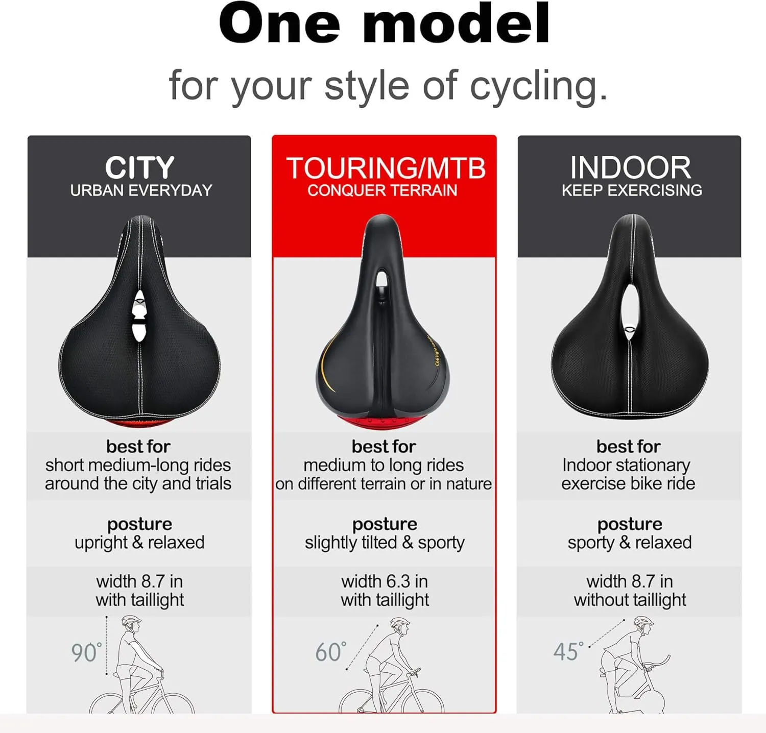 DAWAY Comfortable Men Women Bike Seat - Soft Memory Foam Padded Bicycle Seat, Bike Saddle Replacement with Wide Cushion for Peloton, Mountain & Exercise Bikes, Shock Absorbing, Waterproof, Universal