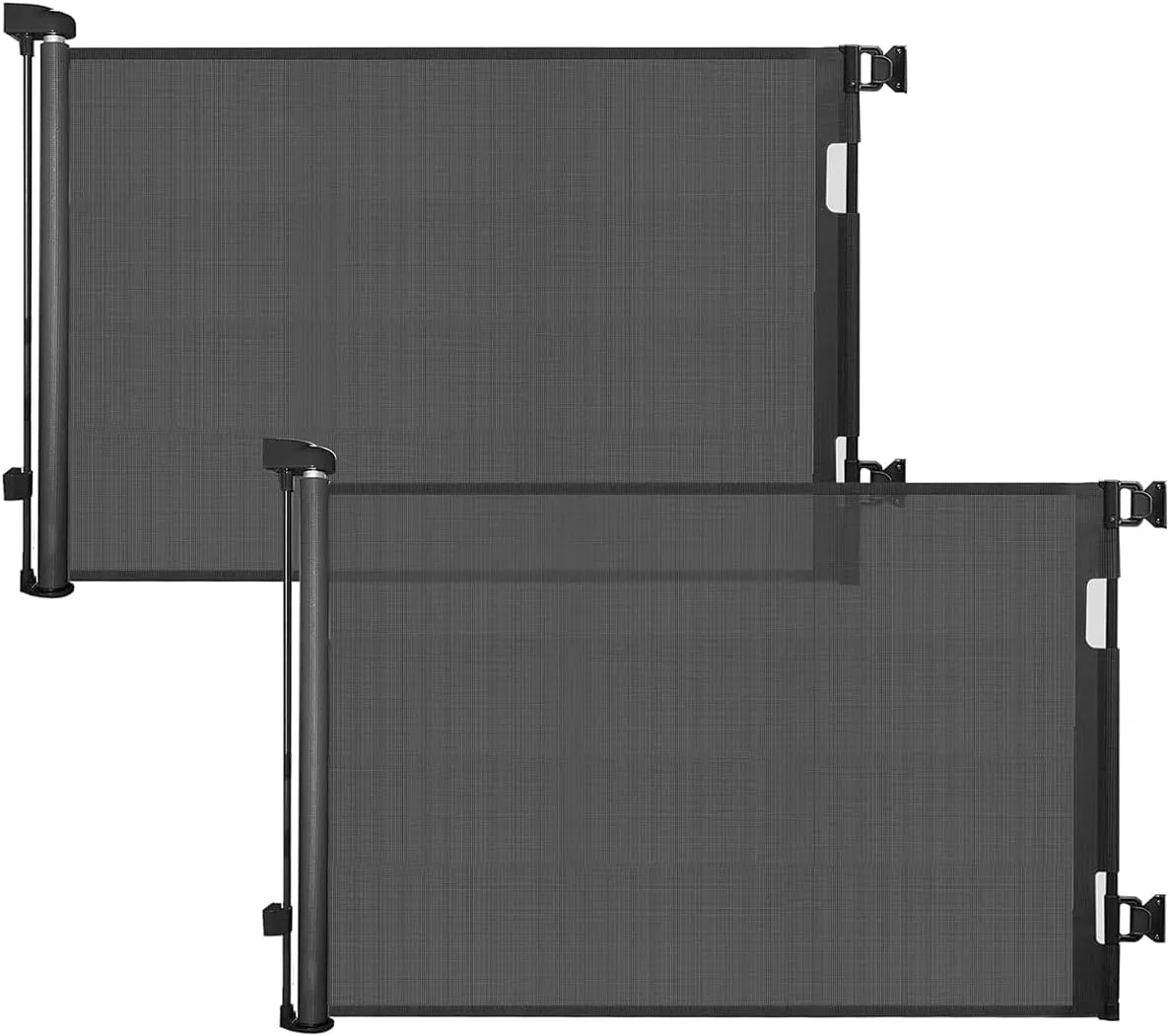 dearlomum 2 Pack Retractable Baby Gate,Mesh Baby Gate or Mesh Dog Gate,33" Tall,Extends up to 55" Wide,Child Safety Gate for Doorways, Stairs, Hallways, Indoor/Outdoor（Black,33"x55"