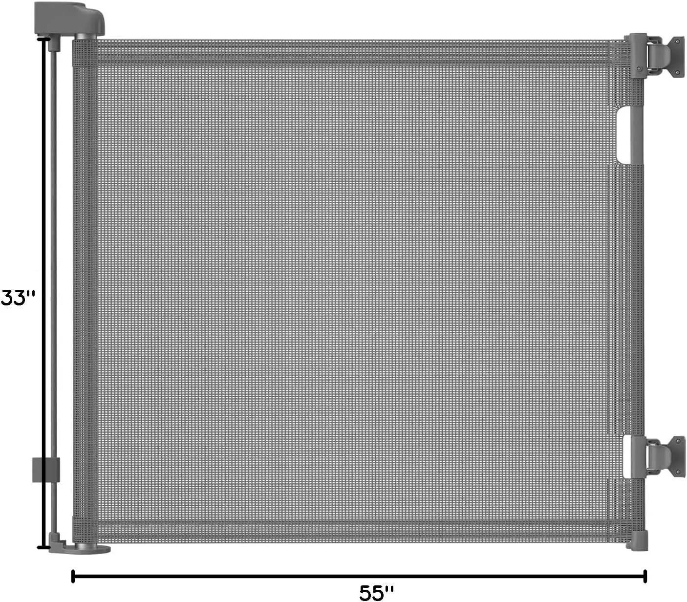 dearlomum Retractable Baby Gate,Mesh Baby Gate or Mesh Dog Gate,33" Tall,Extends up to 55" Wide,Child Safety Gate for Doorways, Stairs, Hallways, Indoor/Outdoor（Grey,33"x55"