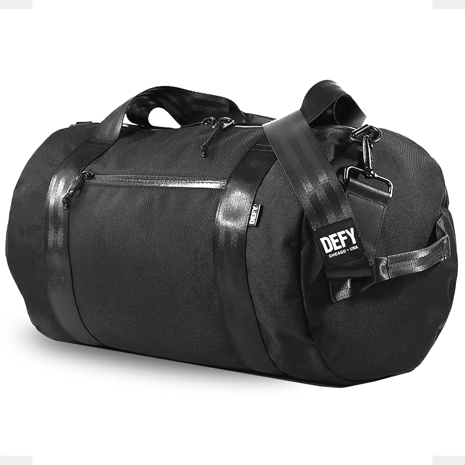 DEFY The Ultimate Overnighter Duffle Bag | Ballistic Nylon Gym/Travel Bag | 36 Liter, Large Weekender Bag, Travel Duffel Bag | Water Repellent Gym Bags For Men & Women (Black)