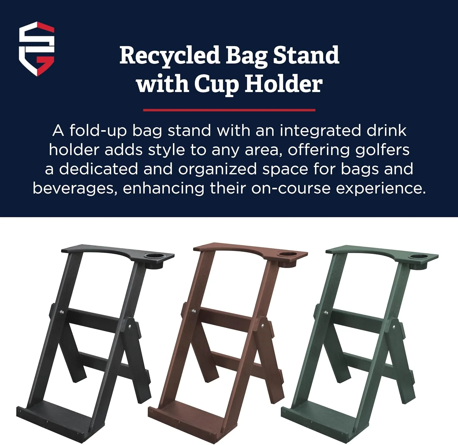Deluxe Recycled Bag Rack - Organize Your Golf Bags | Single or 5 Bags Model | Premium Golf Bag Storage Rack for Garage | Ideal Golf Bag Organizer for Homes, Pro Shops, and Courses
