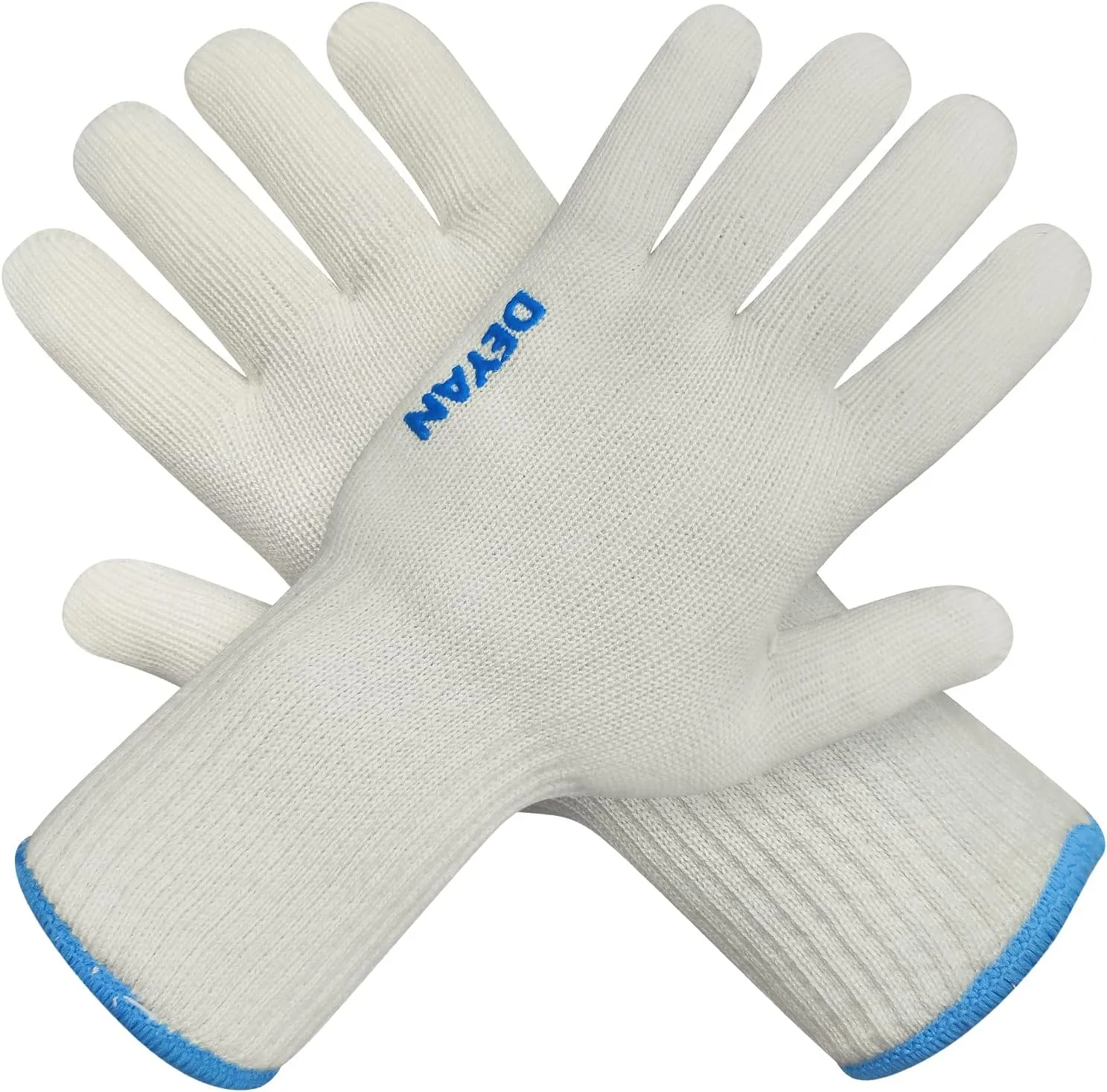 DEYAN Heat Resistant Oven Gloves 932°F | Silicone Non-Slip Mitts with Fingers | Flexible for Baking, BBQ, Grilling | Machine Washable (White, 1 Pair)