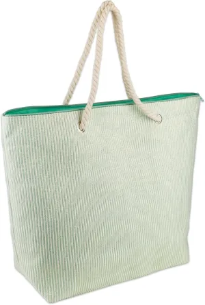 DII Stripe Shimmer Beach Bag 15x21.5x7", Shoulder Beach Travel Tote Bag-Green