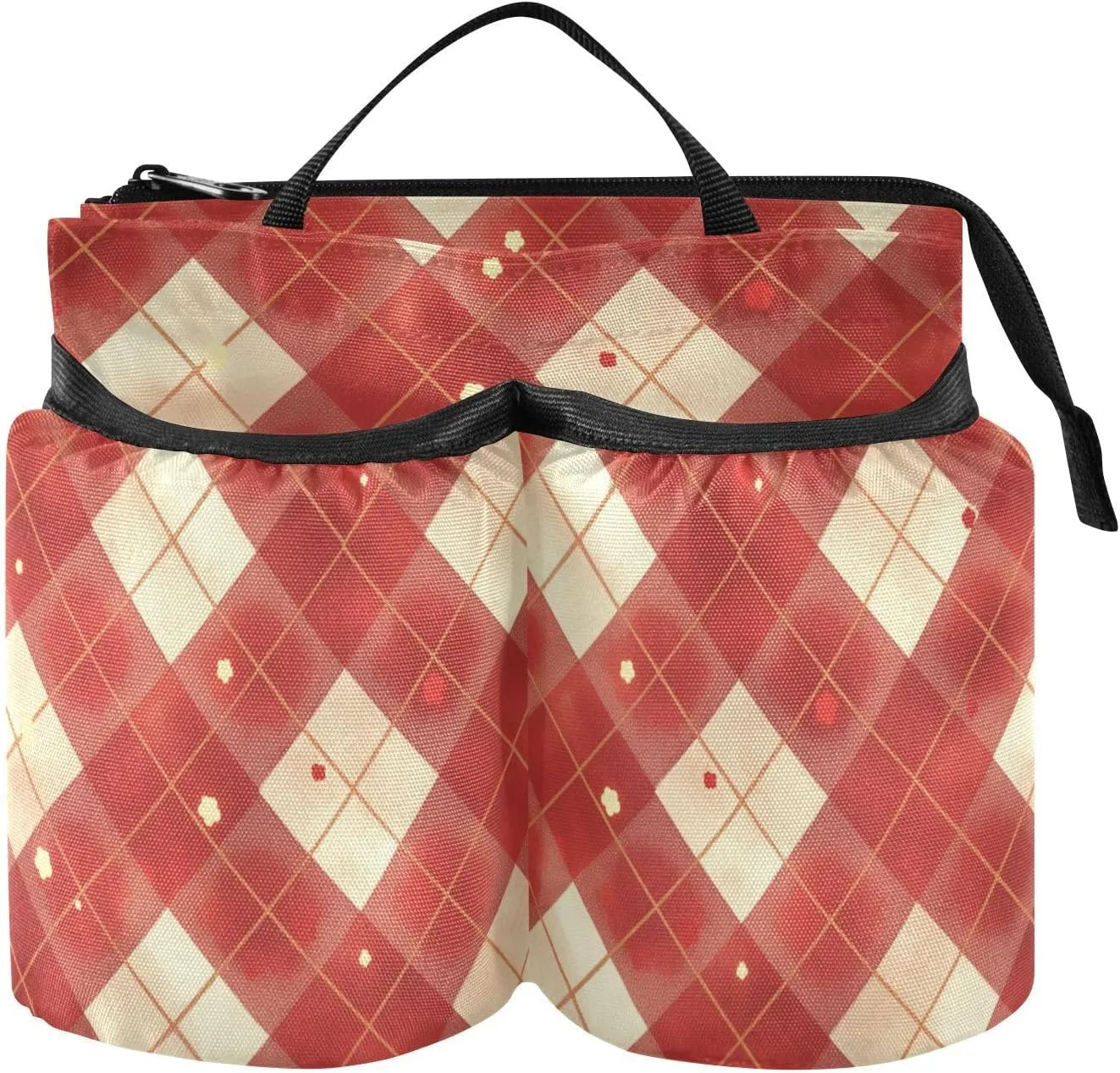 Dink Cup Holder Portable Red and White Checkerboard Squares Luggage Accessories Travel Travel Gifts for World Travelers portavaso para
