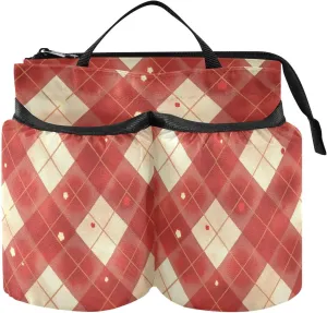 Dink Cup Holder Portable Red and White Checkerboard Squares Luggage Accessories Travel Travel Gifts for World Travelers portavaso para
