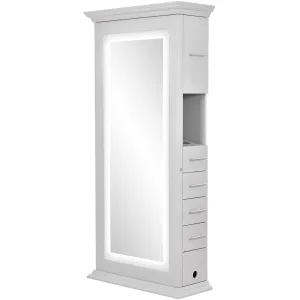 Dir Single Sided Salon Styling Station Styling Mirror with LED Lights and Storage ADONIS