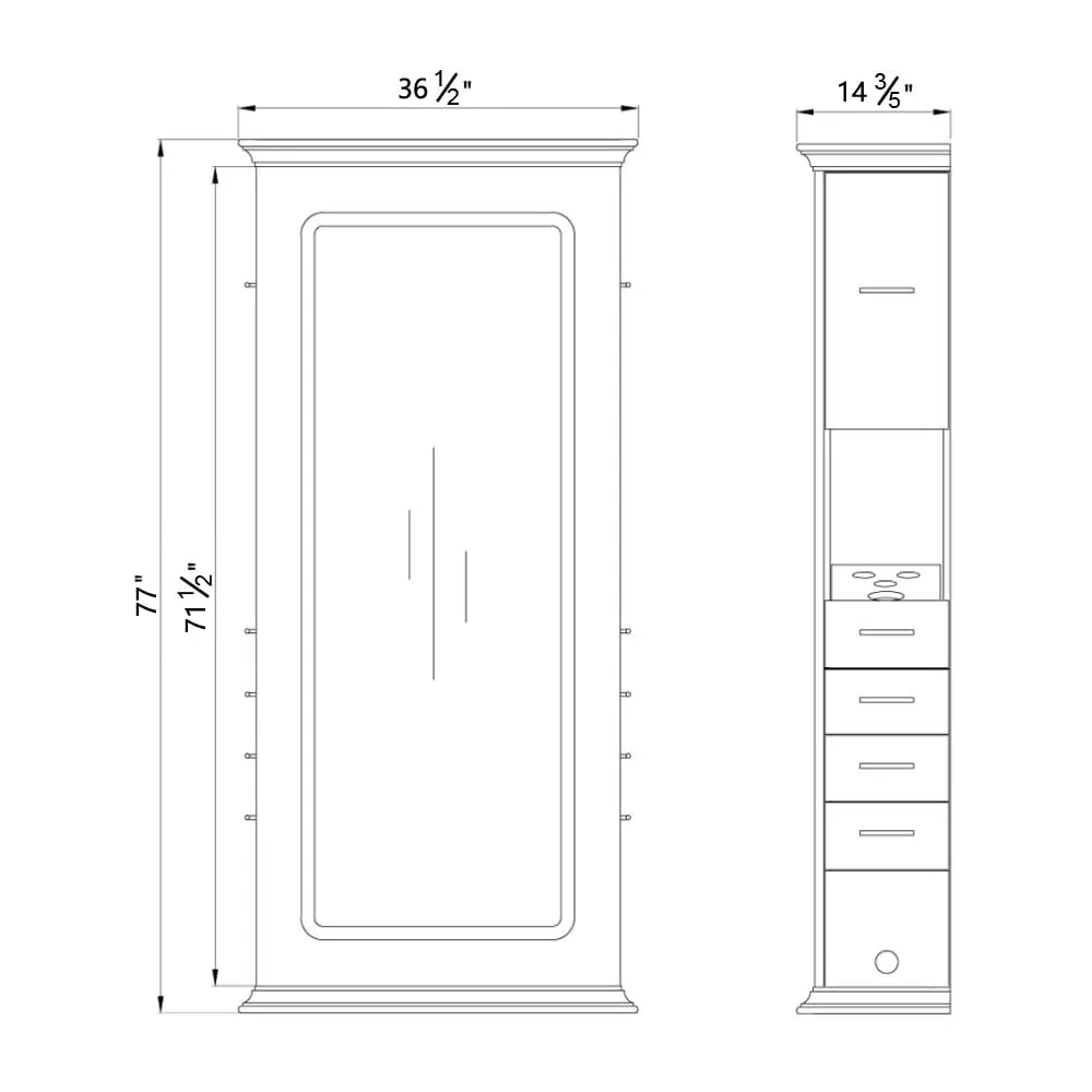 Dir Single Sided Salon Styling Station Styling Mirror with LED Lights and Storage ADONIS