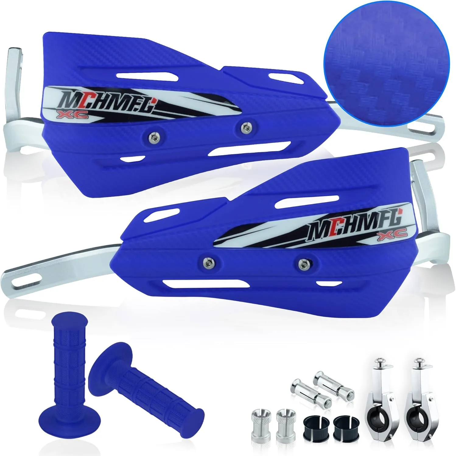 Dirt Bike Handguards with Grips - 7/8" and 1 1/8" Motorcycle Hand Guards for ATV - Universal Handguards Bracket for Off Road Motorcross (Blue)