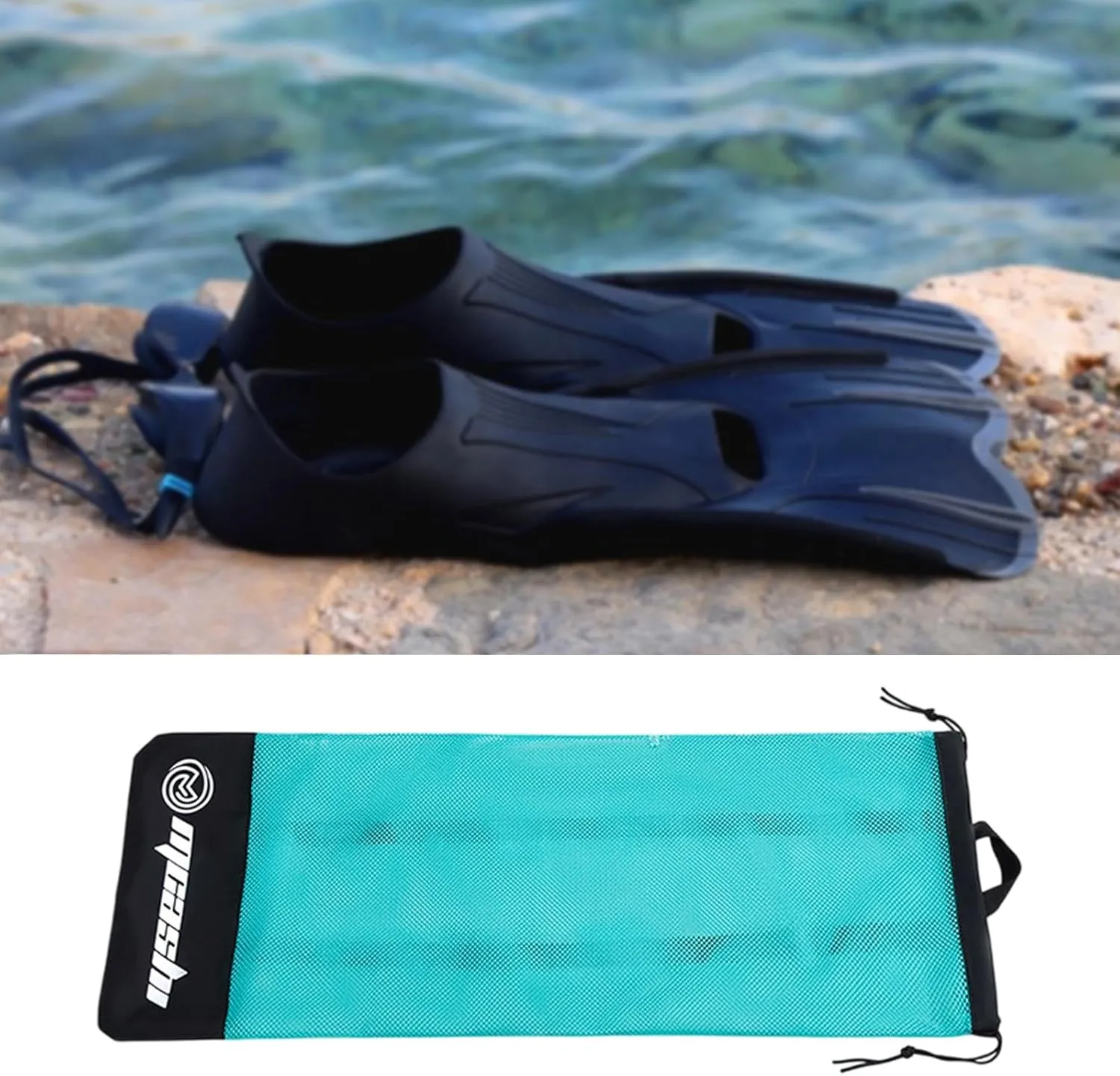 Diving Fins Bag Snorkeling Equipment Portable,Drawstring Closure,Scuba Diving Bag with Shoulder Strap for Spearfishing Travel