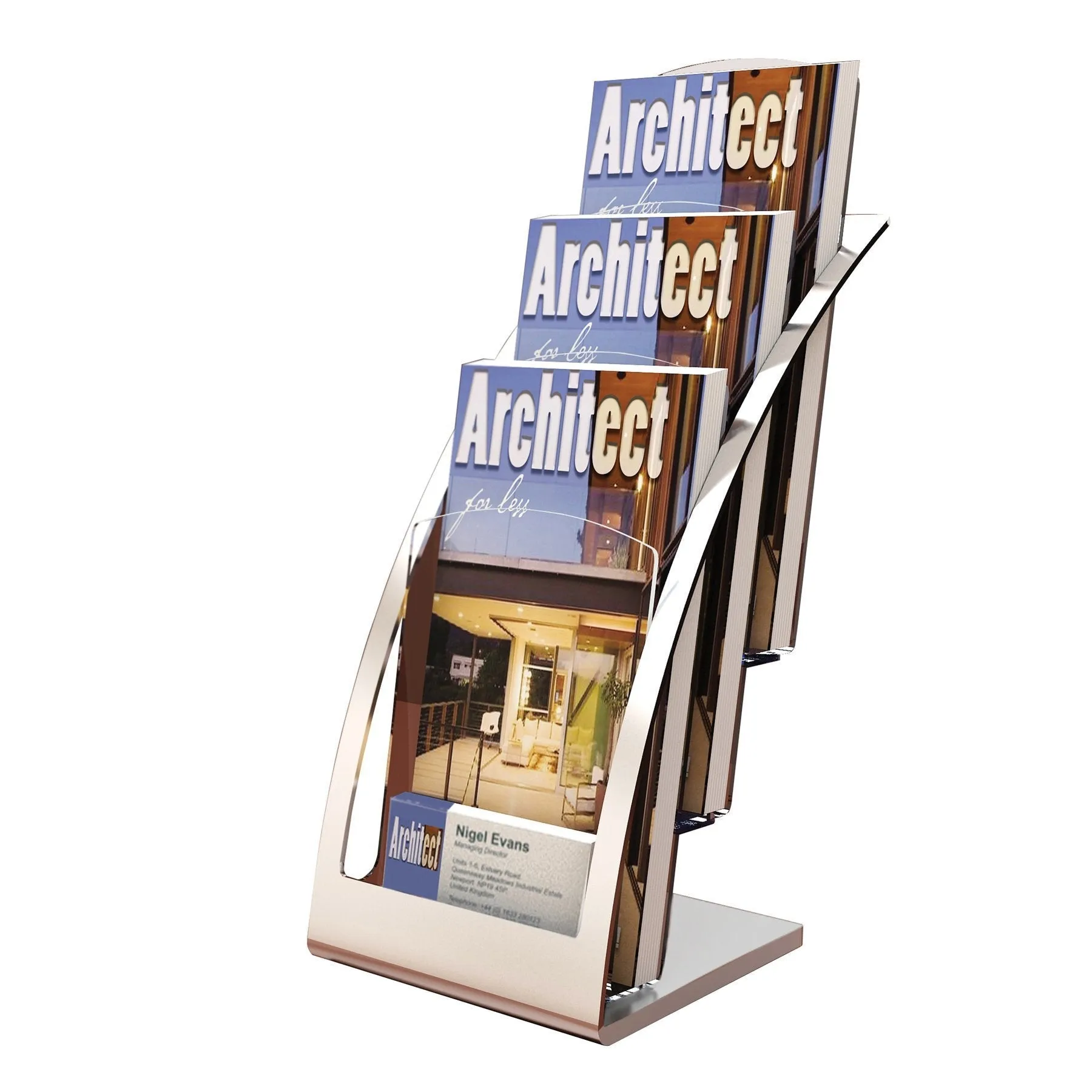DL Brochure Holder 3 Tier Silver Frame