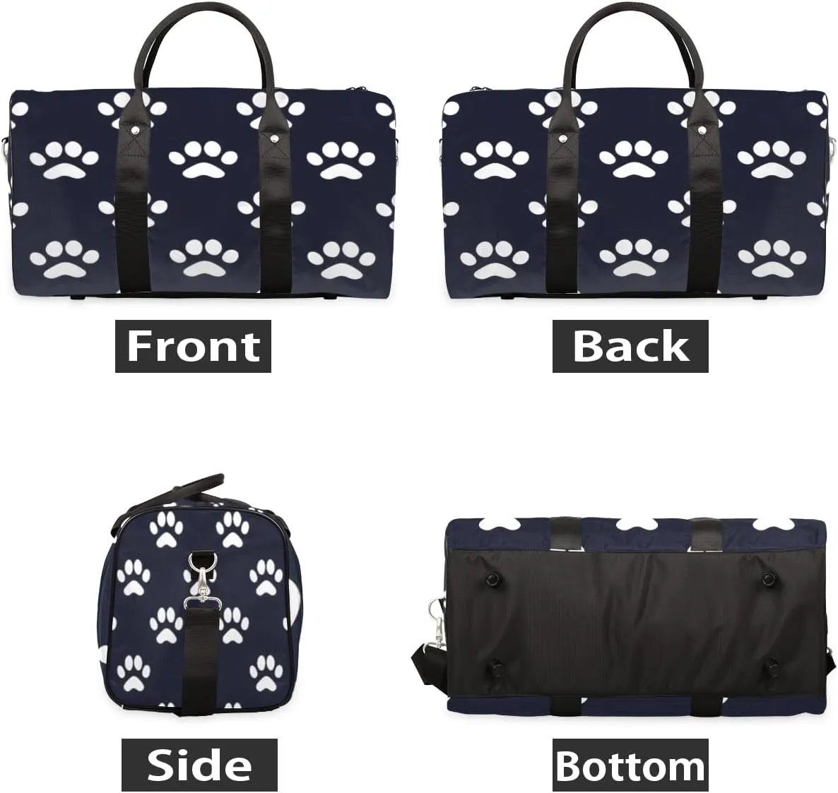 Dog Bones Paw Travel Duffle Bag, Sports Gym Bags for Women Men, Carry On Weekender Overnight Bag, Dog Paws Workout Hospital Airplane Trips Bag