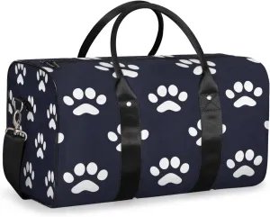 Dog Bones Paw Travel Duffle Bag, Sports Gym Bags for Women Men, Carry On Weekender Overnight Bag, Dog Paws Workout Hospital Airplane Trips Bag