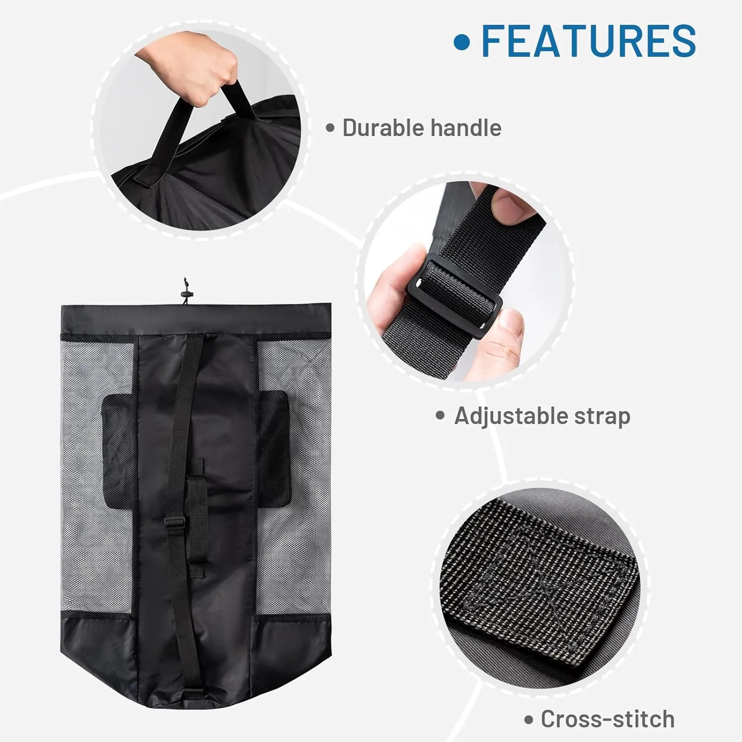 DoGeek Mesh Basketball Ball Bag with Shoulder Strap(Non-slip) Ball Bags Mesh for Soccer/Volleyball/Football Tested to Hold over 75 lbs(Non-slip Pad,27"x36"/70x90cm)