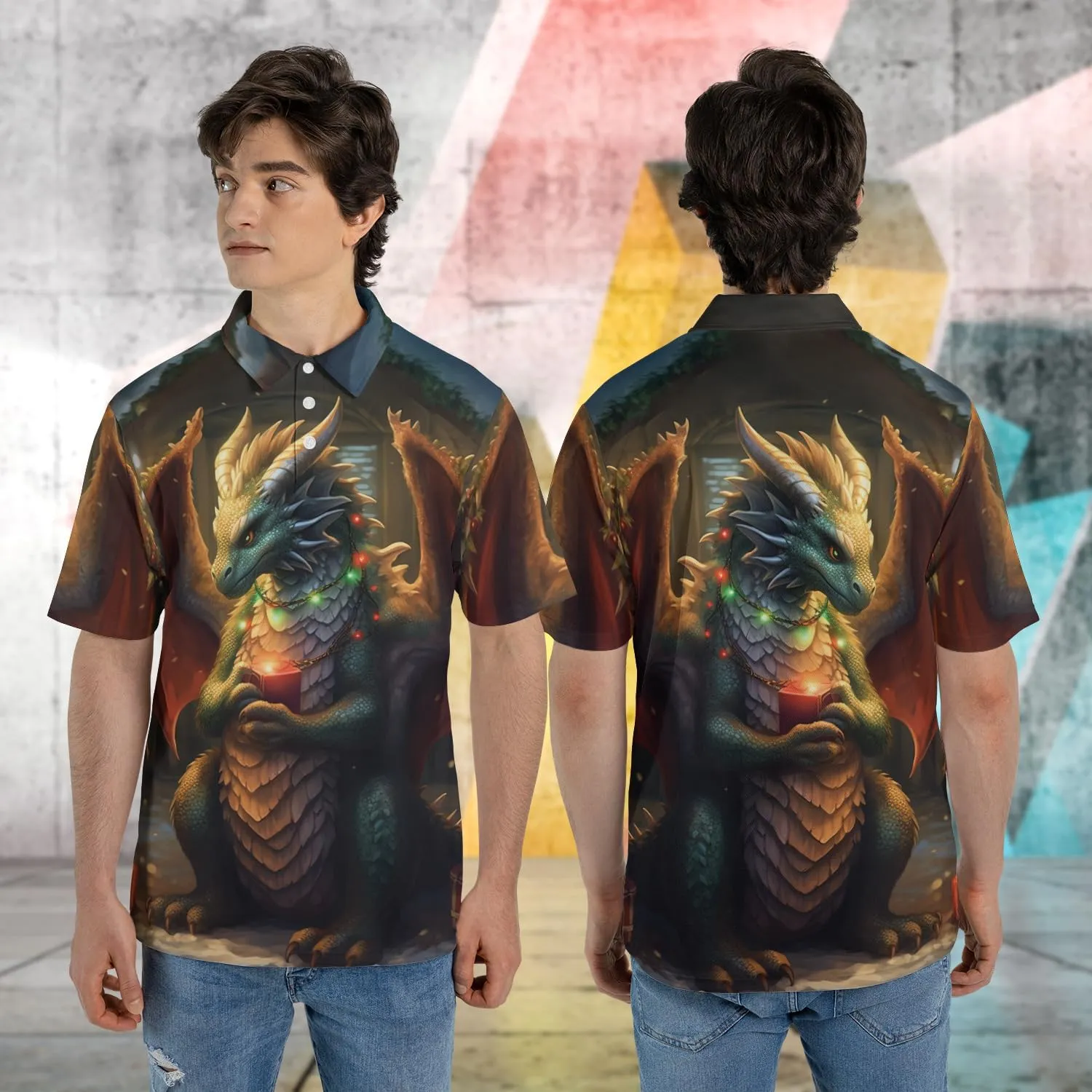 Dragon Men's Polo Shirts - Halloween Short Sleeve Regular Fit Polo Shirts for Men Women Series 23