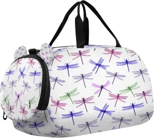 Dragonflies Kids Overnight Sports Duffel Bags with Shoe Compartment & Wet Pocket Travel Sport Gym Bag for Girls Boys