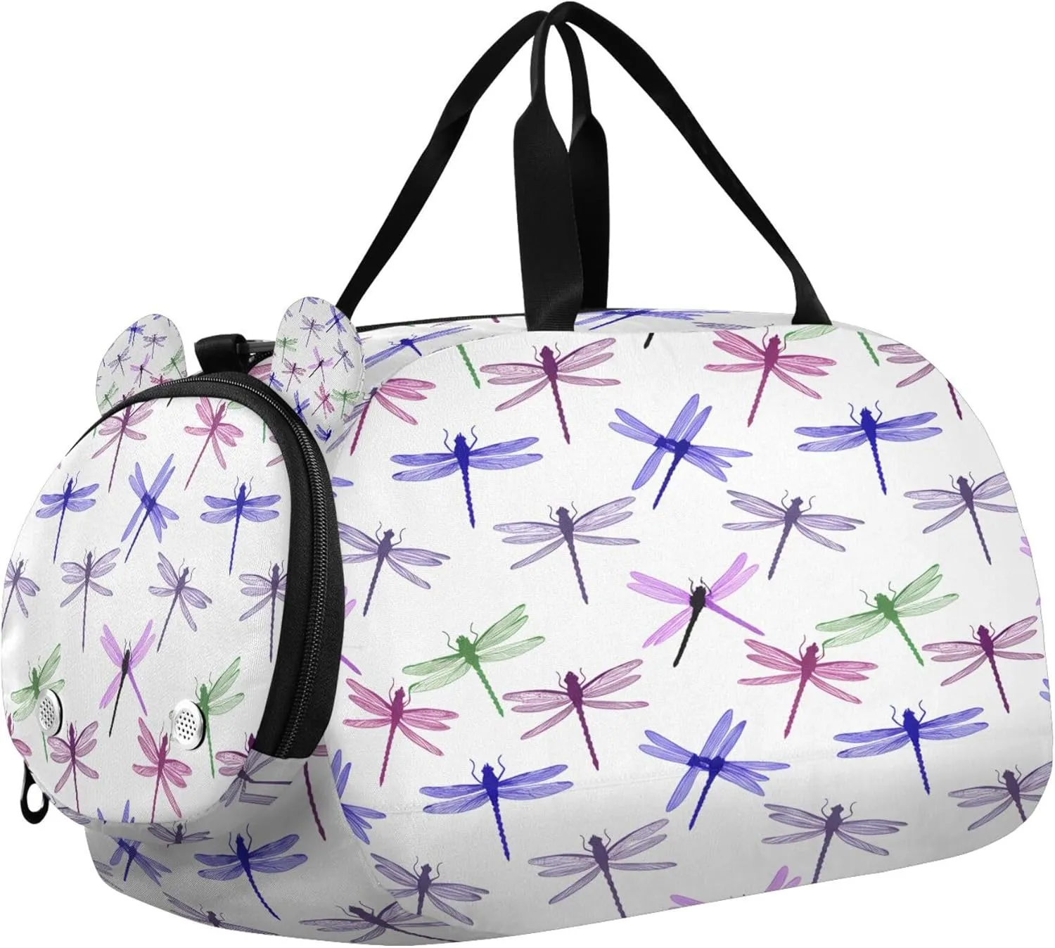 Dragonflies Kids Overnight Sports Duffel Bags with Shoe Compartment & Wet Pocket Travel Sport Gym Bag for Girls Boys