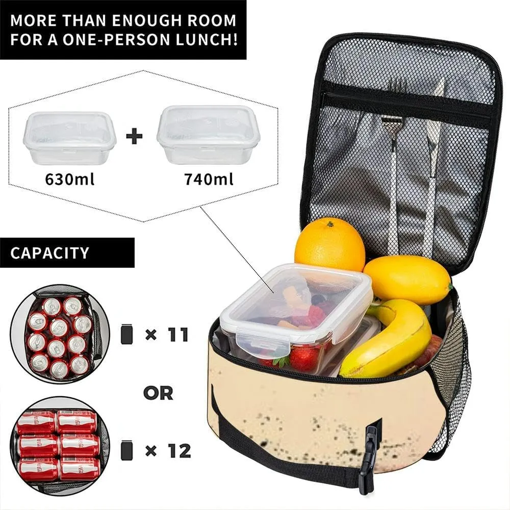 dramatic red black and white abstract poster grainy gradient Insulated Iunch Bag for Men Woman Large Portable Waterproof Reusable Thermal Lunch Box with Pockets for Work Travel Picnic