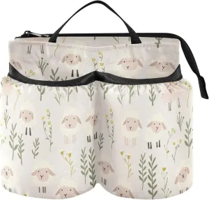 Drink Holder for Suitcase Unique Childish Animal Sheep Ash Floral Beverage Holder Luggage Hold Two Coffee Mugs for World Travelers