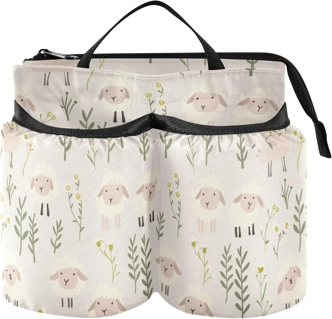 Drink Holder for Suitcase Unique Childish Animal Sheep Ash Floral Beverage Holder Luggage Hold Two Coffee Mugs for World Travelers