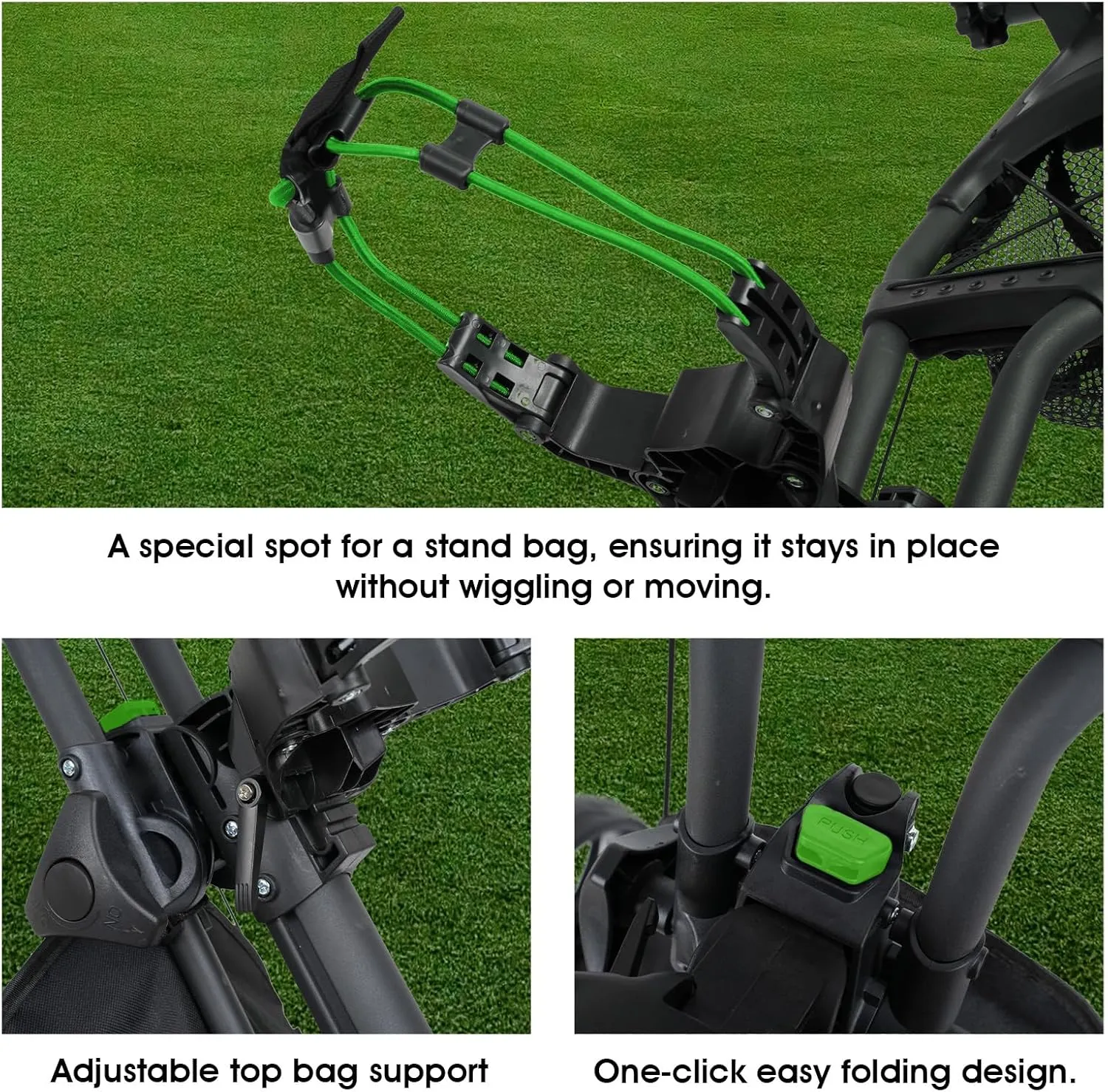 DRUIDS 3 Wheel Golf Push Cart : Lightweight Compact Golf Walking Cart with Cooler, Flat Fold Golf Trolley with Brake, Pull Behind Manual Golf Caddy with Cup Umbrella Holder