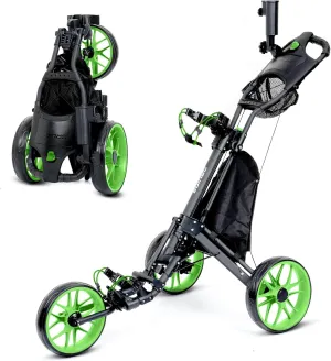 DRUIDS 3 Wheel Golf Push Cart : Lightweight Compact Golf Walking Cart with Cooler, Flat Fold Golf Trolley with Brake, Pull Behind Manual Golf Caddy with Cup Umbrella Holder