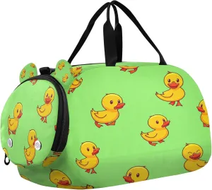 Ducks Kids Overnight Sports Duffel Bags with Shoe Compartment & Wet Pocket Travel Sport Gym Bag for Girls Boys