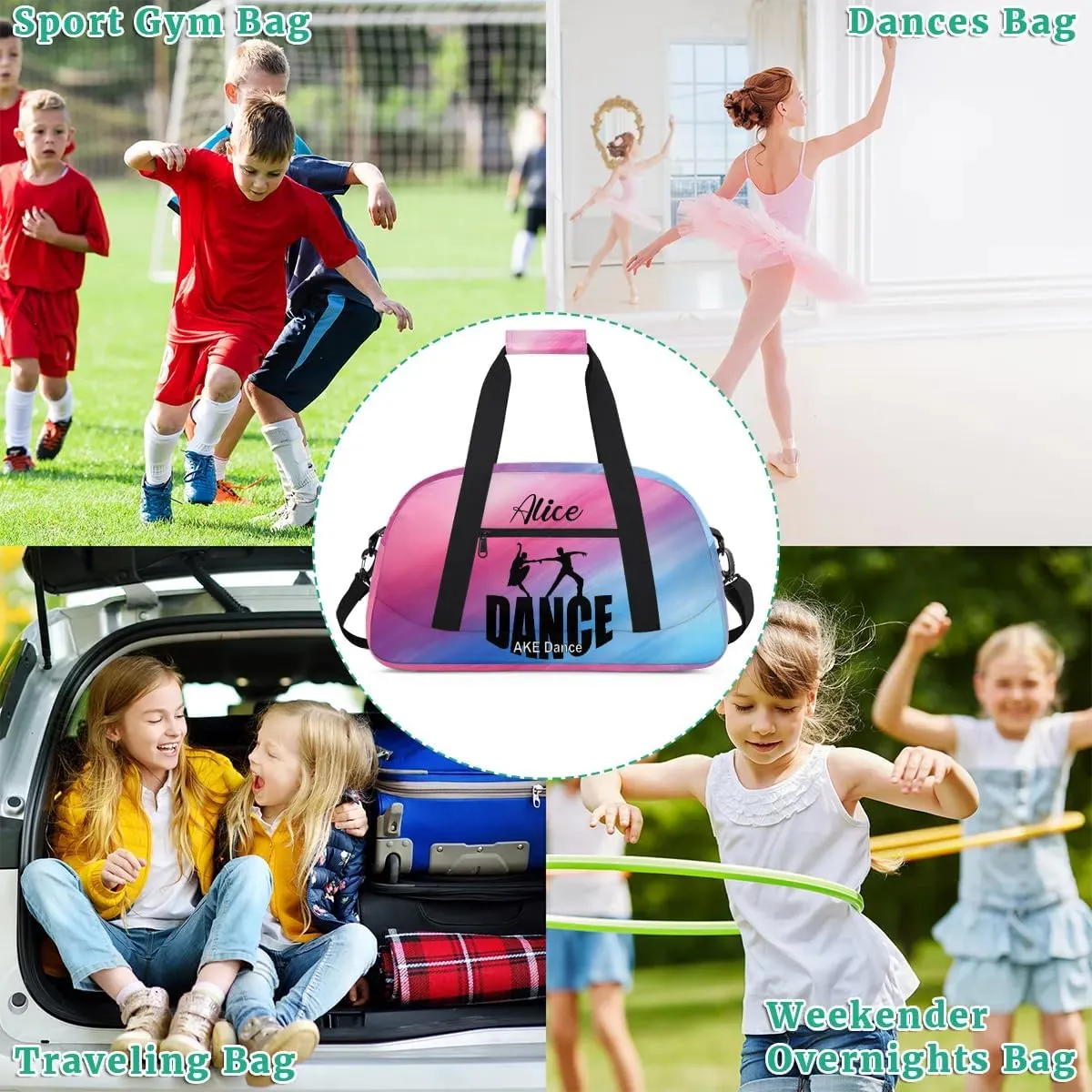 Duffel Bag for Girls Personalized Dance Team Bag Kids Gym Bag Small Travel Tote for Girls Pink Latin Dance Bag Dancer Gifts for Girls