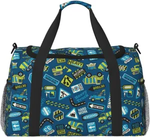 Duffle Bag for Travel, Heavy Equipment Machinery Weekender Overnight Duffel Bag, Carry On Bag Gym Bag for Women Men, Personal Item Travel Bag