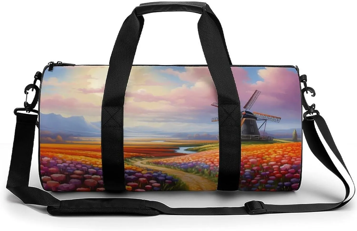 Dutch Windmills Tulips Sports Gym Bag Durable Workout Bags Travel Duffel Bags Yoga Exercise Bag for Women Men