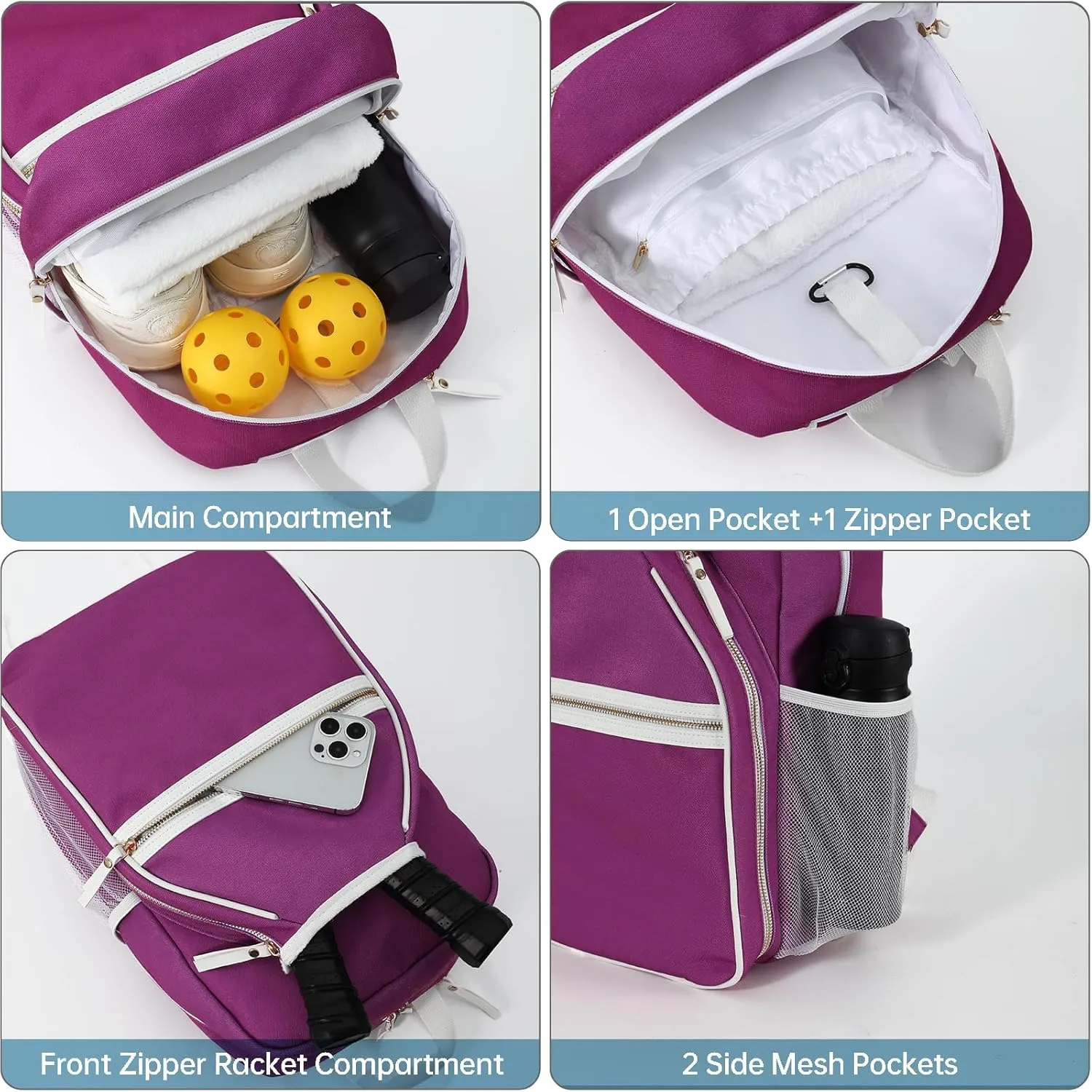 DYSHAYEN Pickleball Backpack, Pickleball Bags for Women, Pickle Ball Paddle Bag Fits 2 Paddles, Pickleball Gifts for Women