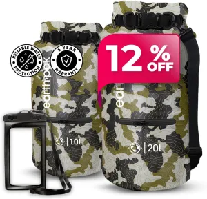 Earth Pak Waterproof Dry Bag with Zippered Pocket - Waterproof Dry Bag Backpack Keeps Gear Dry (10L Camo & 20L Camo)