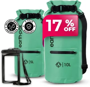 Earth Pak Waterproof Dry Bag with Zippered Pocket - Waterproof Dry Bag Backpack Keeps Gear Dry (5L Seafoam & 10L Seafoam)
