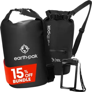 Earth Pak Waterproof Original 5L Dry Bag & 5L Zippered Dry Bag - Waterproof Bag Keeps Gear Dry for Boating, Camping, Beach Drybag, Kayak Accessories