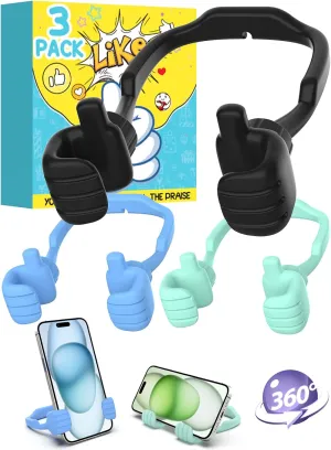 Easter Basket Stuffers for Teens Boys Adults Men Cell Phone Holders 3 Pack: Thumbs Up Lazy Phone Stand Funny Easter Gifts for Women Teenage Wife Mom Tween Kids Birthday Gift Cool Gadgets Stuff Ideas