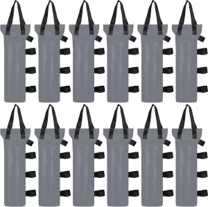 EBOOT 12 Pcs Canopy Sand Bags Weight Bags 264 LBS Total, Heavy Duty Canopy Weights Large Tent for Outdoor Tent Instant Shelter Patio Umbrella, Without Sand(Gray)